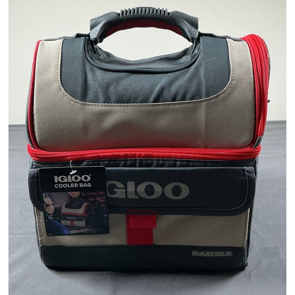 Igloo Playmate Gripper MaxCold 16 Can Cooler Bag Sandstone Red 4901088 NWT - Picture 1 of 8